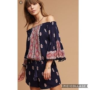 Anthropologie Lilka Paisly pom pom romper. XS